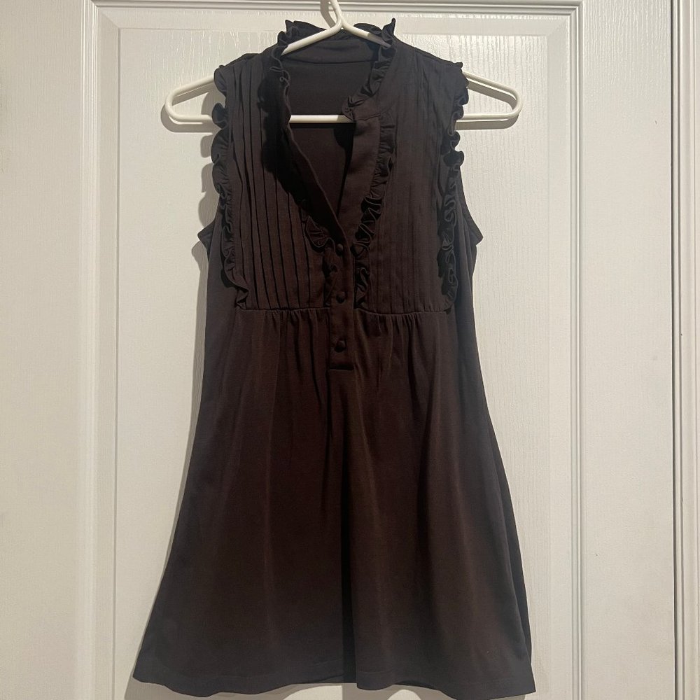 Brown Ruffled Mini Dress